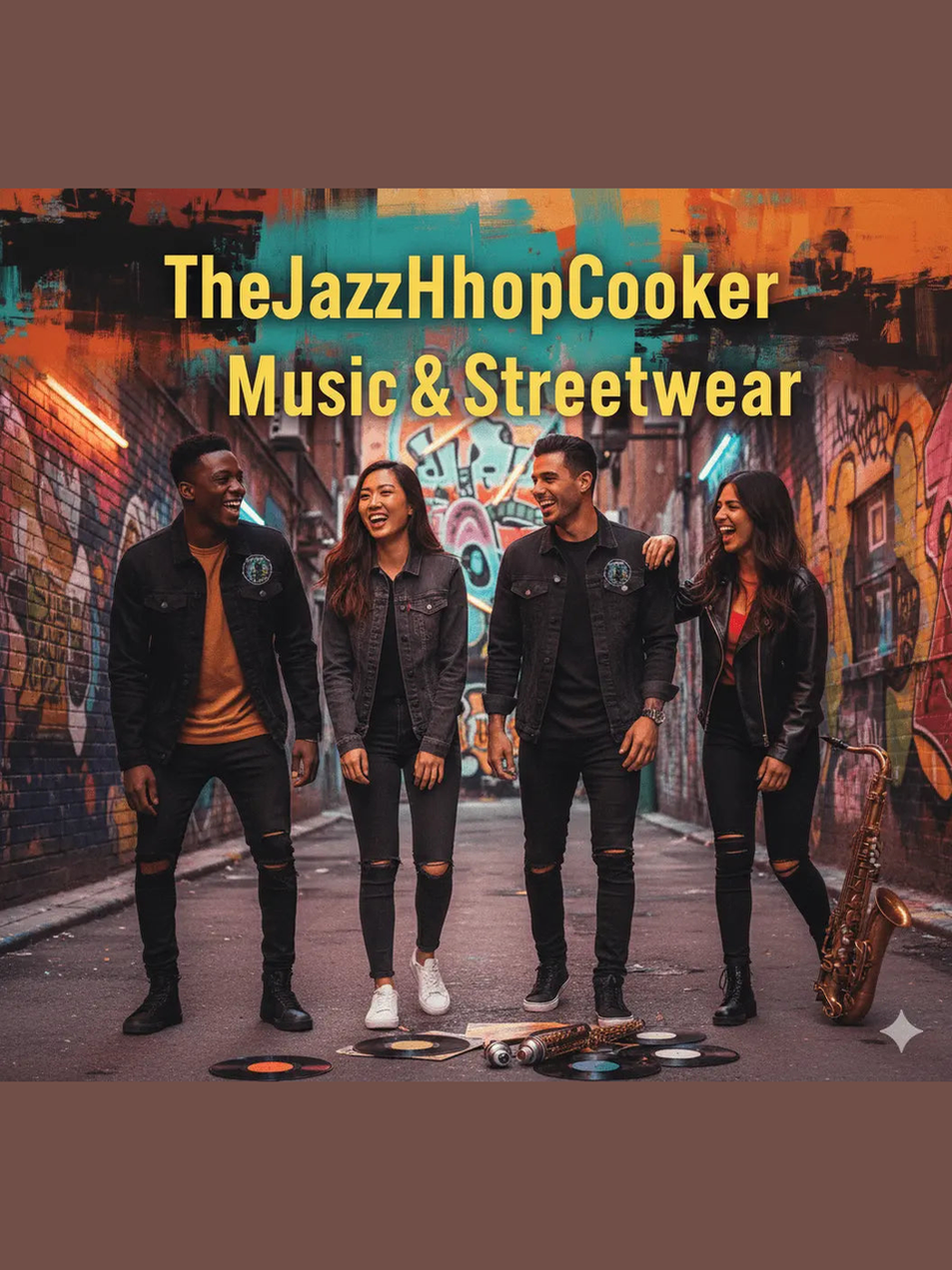 TheJazzHopCooker Streetwear Logo - Musicians in the street enjoying their music and fashion style