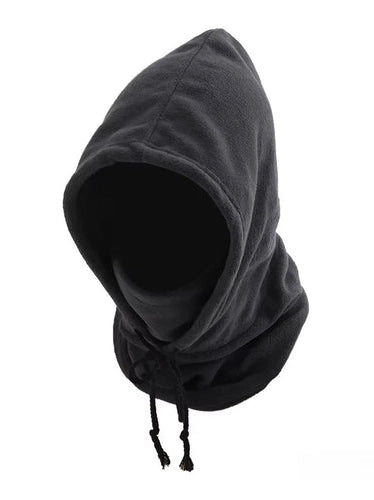 Black hooded balaclava on a white background