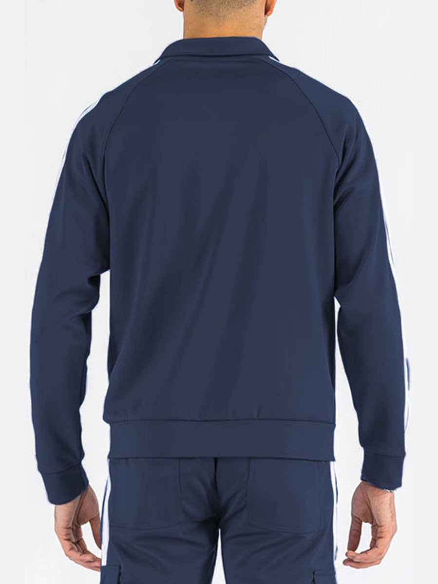 Back view of of the Two Stripe Track Jacket in a white background