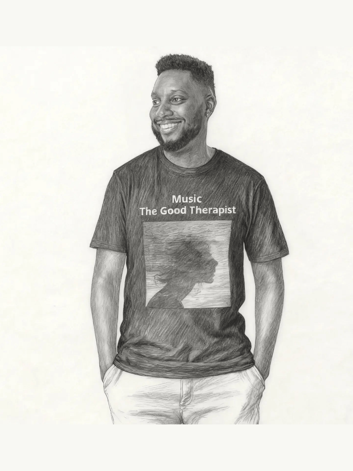 Black 100% cotton t-shirt with Jazz Hip Hop design front viewer