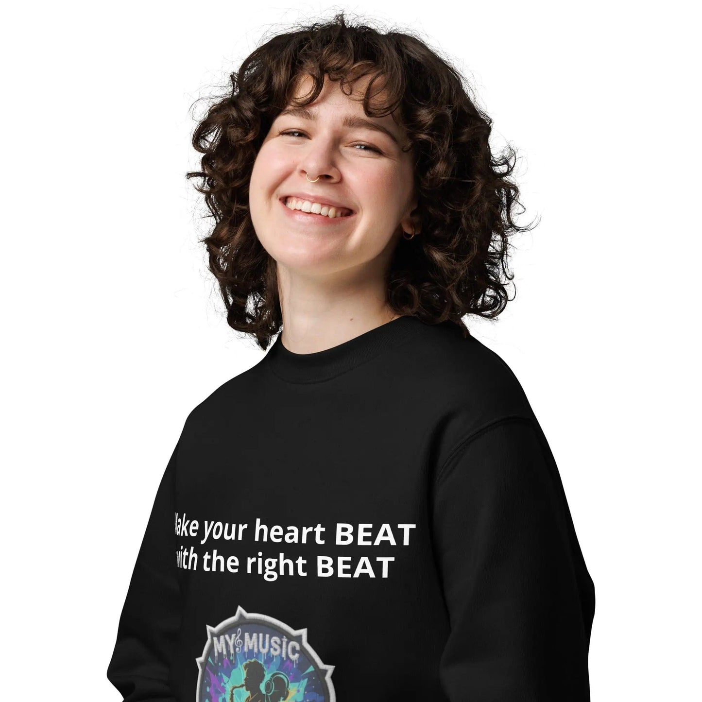 Black SMusic Unisex Sweatshirt Streetwear - Young Lady Front View