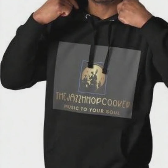 Afro-American Men wearing a black hoddie in a white background-video.