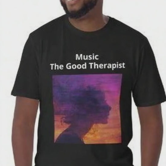 Black 100% cotton t-shirt with Jazz Hip Hop design front view