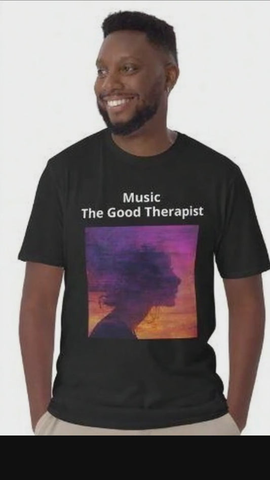 Black 100% cotton t-shirt with Jazz Hip Hop design front view