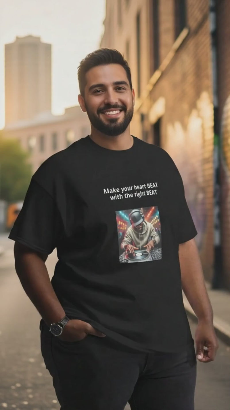 Video with man with a t-shirt in a urban background