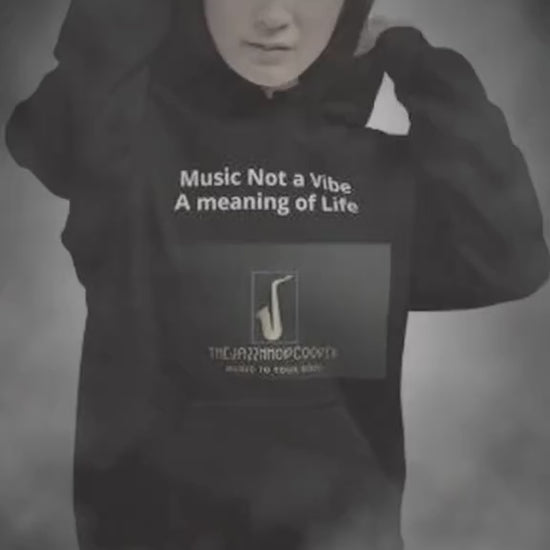 Black unisex hoodie with Jazz Hip Hop graphic by TheJazzHhopCooker