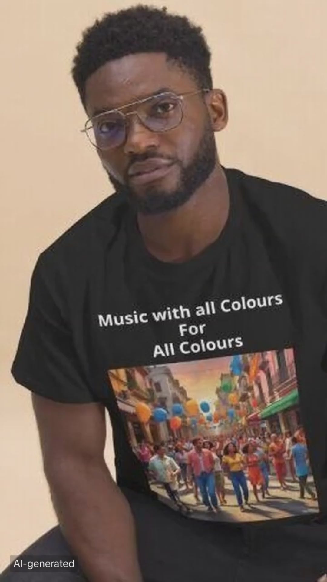 Black 100% cotton t-shirt with Jazz Hip Hop design front view