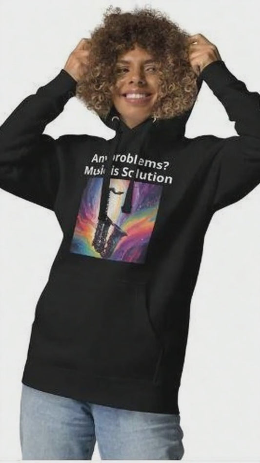 Black premium cotton hoodie with Jazz Hip Hop design by TheJazzHhopCooker