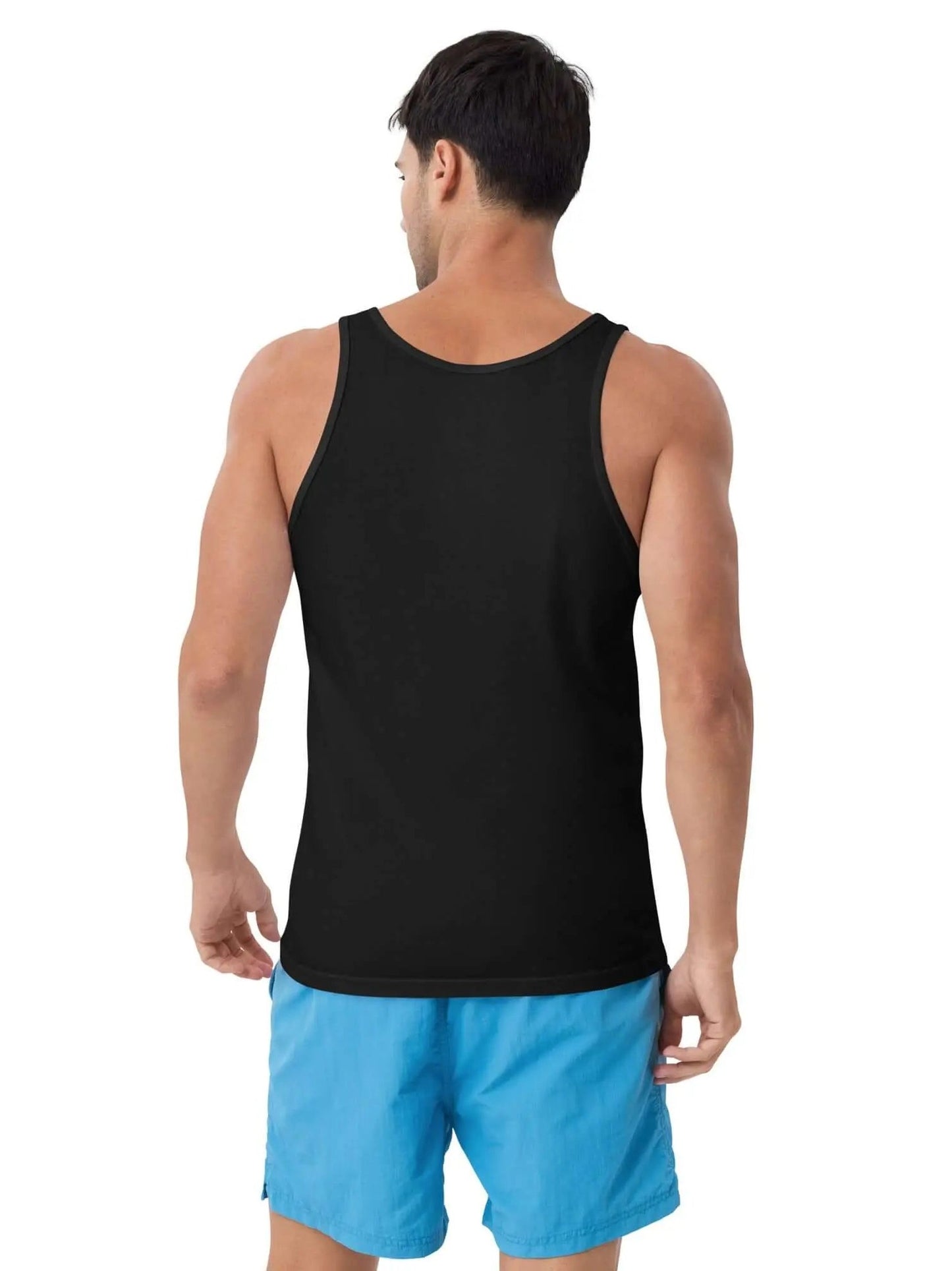 Black men's tank top with Jazz Hip Hop design back view