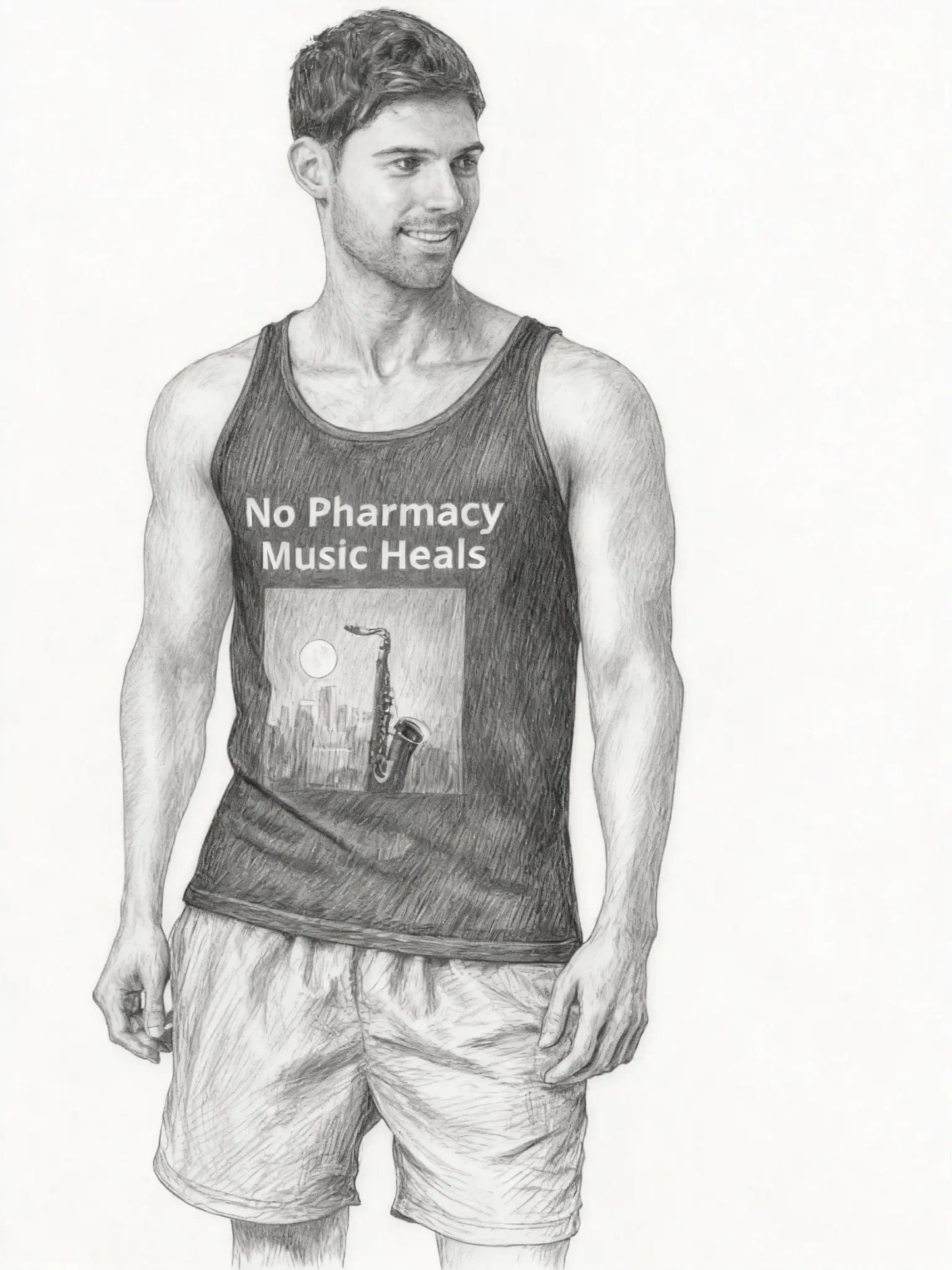 Black men's tank top with Jazz Hip Hop design front view